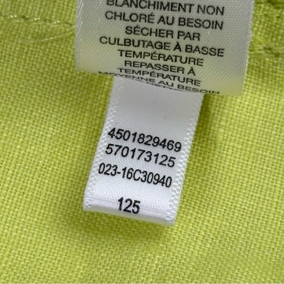 Chicos Easy Linen Jacket Chartreuse Green Open Drape Front Roll Tab Sleeve - Picture 12 of 12